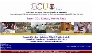 GCU Library Web Site Home Page